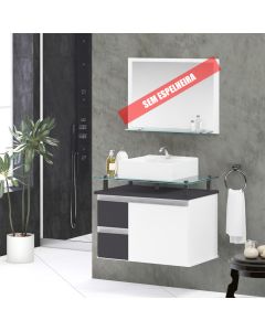 Gabinete Banheiro 2 Gavetas 1 Porta Diamante 60cm - Cinza Titanium