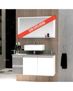 Gabinete Banheiro 2 Gavetas 2 Portas Diamante 80cm - Cinza Rovere