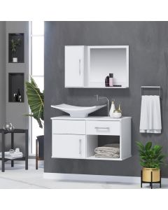 Gabinete de Banheiro Inferior e Superior New Stilo 2 Portas 1 Gaveta Cor Branco