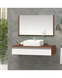 Gabinete Superior 80cm 1 Gaveta Safira com Espelheira - Branco