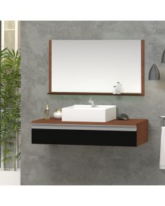 Gabinete Superior 80cm 1 Gaveta Safira com Espelheira - Preto